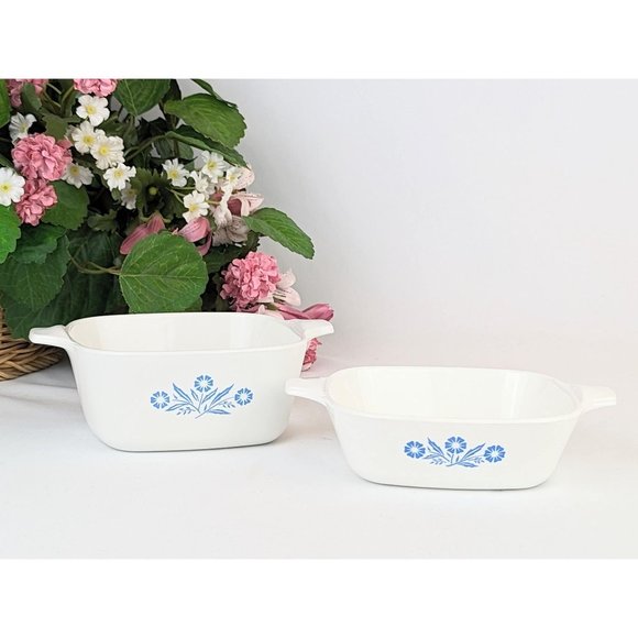 Vintage Corning Ware Cornflower Blue Petite Dish Set Cookware Oven Pans P41 P43 - Picture 3 of 9